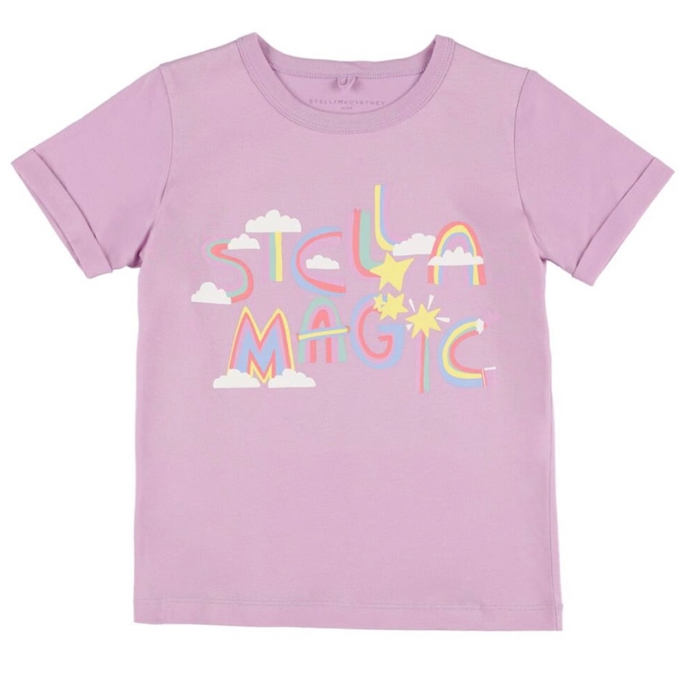 Stella McCartney - Kids Logo Print Cotton T-Shirt  in Light Purple - Size: 5T